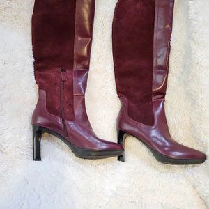 Aquatalia suede and leather knee-high boots